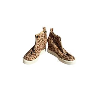 Serra leopard tan, brown print high-top wedge sneakers Size 8